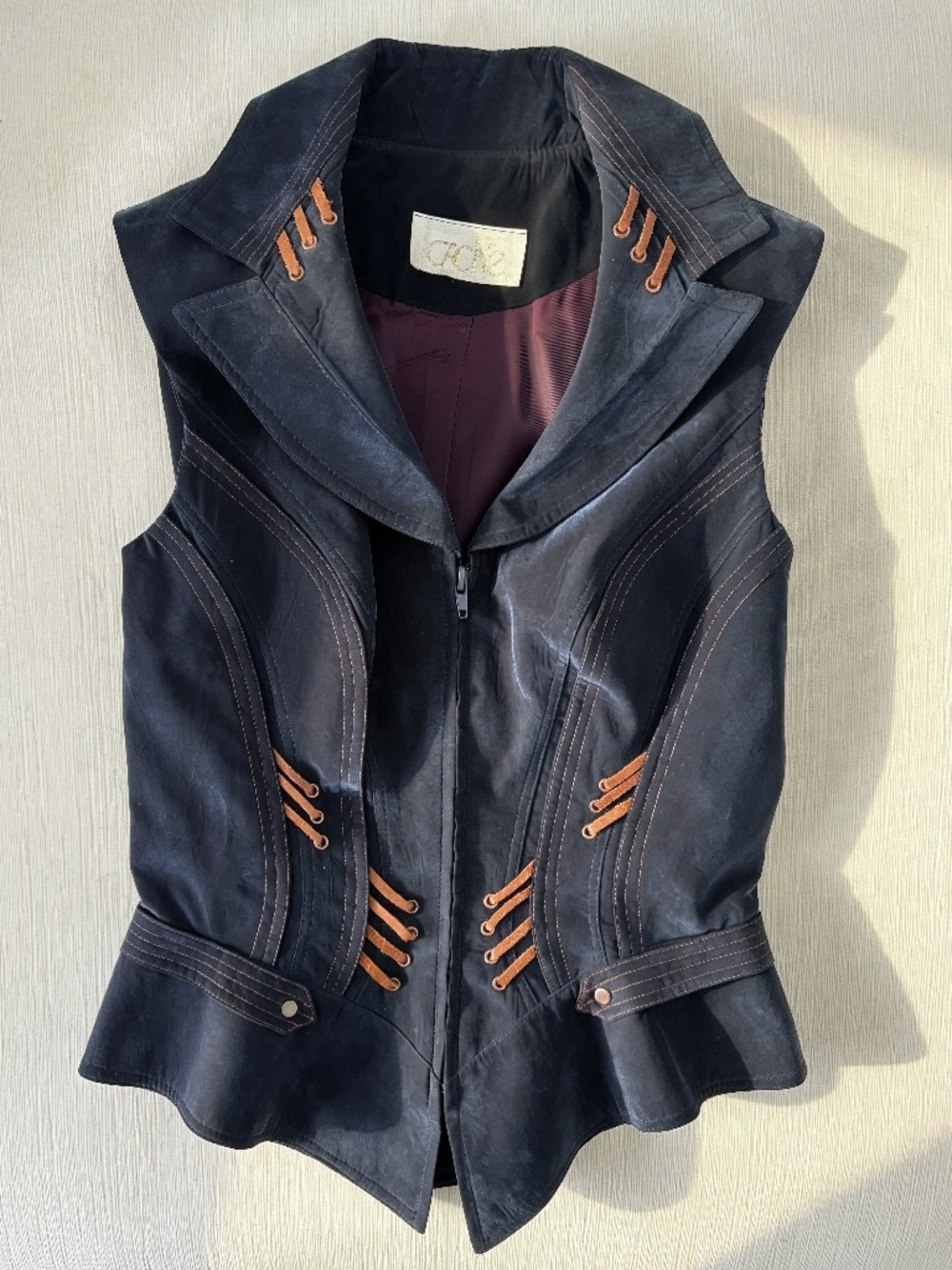 Vintage Caché Y2K Suede Lace Up Western Vest XS S